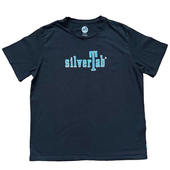 Levi’s Silvertab Logo T Shirt Black Blue Retro Graphic Tee Y2K Revival Size L - Picture 1 of 8